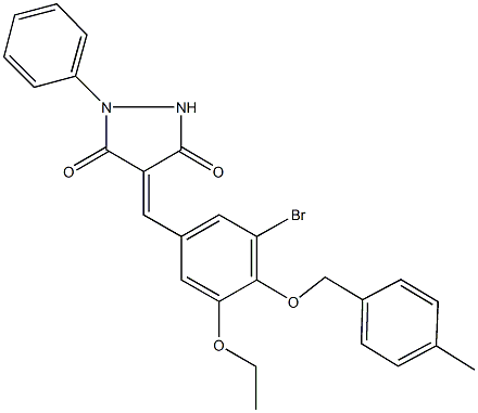 4-{3-bromo-5-ethoxy-4-[(4-methylbenzyl)oxy]benzylidene}-1-phenyl-3,5-pyrazolidinedione Structure