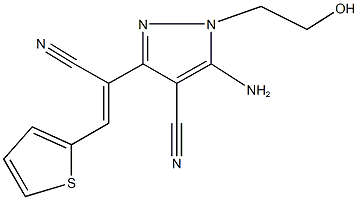 5-amino-3-[1-cyano-2-(2-thienyl)vinyl]-1-(2-hydroxyethyl)-1H-pyrazole-4-carbonitrile Structure