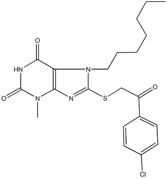 8-{[2-(4-chlorophenyl)-2-oxoethyl]sulfanyl}-7-heptyl-3-methyl-3,7-dihydro-1H-purine-2,6-dione Structure