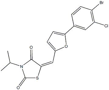 5-{[5-(4-bromo-3-chlorophenyl)-2-furyl]methylene}-3-isopropyl-1,3-thiazolidine-2,4-dione 구조식 이미지