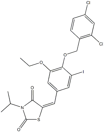 5-{4-[(2,4-dichlorobenzyl)oxy]-3-ethoxy-5-iodobenzylidene}-3-isopropyl-1,3-thiazolidine-2,4-dione Structure