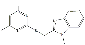 2-{[(4,6-dimethyl-2-pyrimidinyl)sulfanyl]methyl}-1-methyl-1H-benzimidazole 구조식 이미지