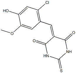 5-(2-chloro-4-hydroxy-5-methoxybenzylidene)-2-thioxodihydro-4,6(1H,5H)-pyrimidinedione Structure