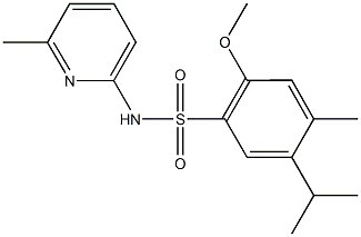 5-isopropyl-2-methoxy-4-methyl-N-(6-methyl-2-pyridinyl)benzenesulfonamide 구조식 이미지