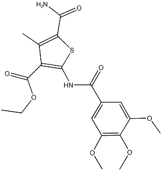 ethyl 5-(aminocarbonyl)-4-methyl-2-[(3,4,5-trimethoxybenzoyl)amino]-3-thiophenecarboxylate 구조식 이미지
