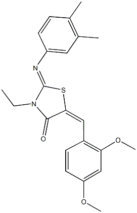 5-(2,4-dimethoxybenzylidene)-2-[(3,4-dimethylphenyl)imino]-3-ethyl-1,3-thiazolidin-4-one Structure