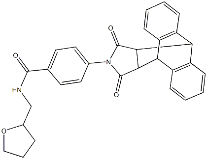 4-(16,18-dioxo-17-azapentacyclo[6.6.5.0~2,7~.0~9,14~.0~15,19~]nonadeca-2,4,6,9,11,13-hexaen-17-yl)-N-(tetrahydro-2-furanylmethyl)benzamide 구조식 이미지