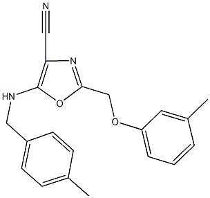 5-[(4-methylbenzyl)amino]-2-[(3-methylphenoxy)methyl]-1,3-oxazole-4-carbonitrile Structure