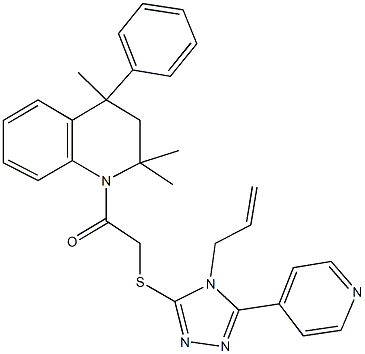 4-allyl-5-(4-pyridinyl)-4H-1,2,4-triazol-3-yl 2-oxo-2-(2,2,4-trimethyl-4-phenyl-3,4-dihydro-1(2H)-quinolinyl)ethyl sulfide 구조식 이미지