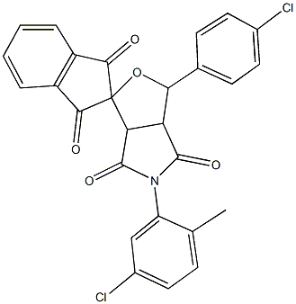 5-(5-chloro-2-methylphenyl)-1-(4-chlorophenyl)dihydro-1',3',4,6(2'H,3H,5H)-tetraoxospiro(1H-furo[3,4-c]pyrrole-3,2'-[1'H]-indene) 구조식 이미지