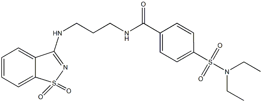 4-[(diethylamino)sulfonyl]-N-{3-[(1,1-dioxido-1,2-benzisothiazol-3-yl)amino]propyl}benzamide 구조식 이미지