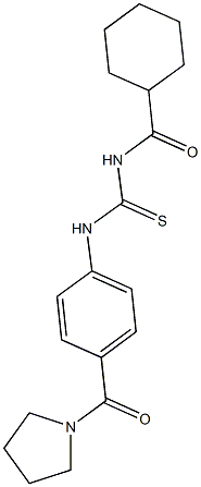 N-(cyclohexylcarbonyl)-N'-[4-(1-pyrrolidinylcarbonyl)phenyl]thiourea Structure