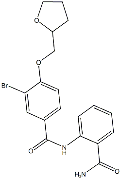 N-[2-(aminocarbonyl)phenyl]-3-bromo-4-(tetrahydro-2-furanylmethoxy)benzamide 구조식 이미지