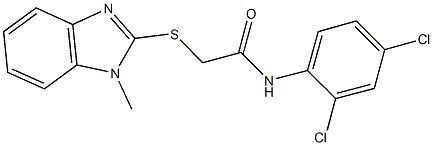 N-(2,4-dichlorophenyl)-2-[(1-methyl-1H-benzimidazol-2-yl)sulfanyl]acetamide 구조식 이미지