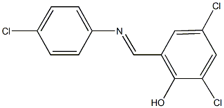 2,4-dichloro-6-{[(4-chlorophenyl)imino]methyl}phenol 구조식 이미지