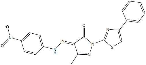 3-methyl-1-(4-phenyl-1,3-thiazol-2-yl)-1H-pyrazole-4,5-dione 4-({4-nitrophenyl}hydrazone) Structure