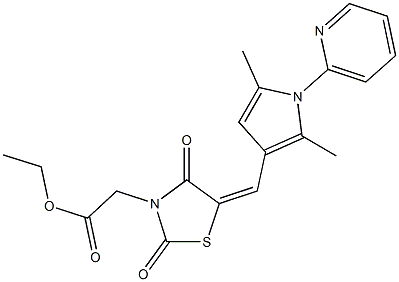 ethyl {5-[(2,5-dimethyl-1-pyridin-2-yl-1H-pyrrol-3-yl)methylene]-2,4-dioxo-1,3-thiazolidin-3-yl}acetate Structure