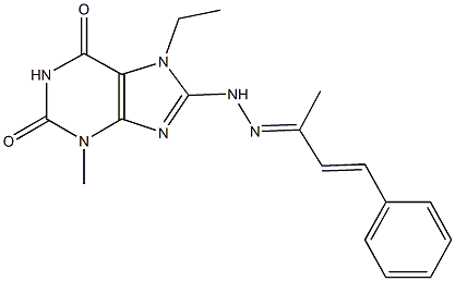 7-ethyl-3-methyl-8-[2-(1-methyl-3-phenyl-2-propenylidene)hydrazino]-3,7-dihydro-1H-purine-2,6-dione 구조식 이미지