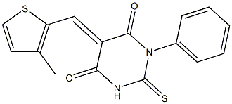 5-[(3-methyl-2-thienyl)methylene]-1-phenyl-2-thioxodihydro-4,6(1H,5H)-pyrimidinedione 구조식 이미지