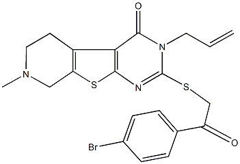 3-allyl-2-{[2-(4-bromophenyl)-2-oxoethyl]sulfanyl}-7-methyl-5,6,7,8-tetrahydropyrido[4',3':4,5]thieno[2,3-d]pyrimidin-4(3H)-one 구조식 이미지