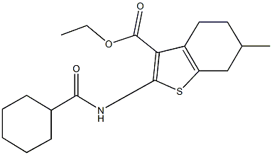 ethyl 2-[(cyclohexylcarbonyl)amino]-6-methyl-4,5,6,7-tetrahydro-1-benzothiophene-3-carboxylate Structure