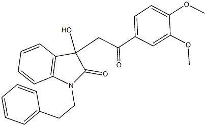 3-[2-(3,4-dimethoxyphenyl)-2-oxoethyl]-3-hydroxy-1-(2-phenylethyl)-1,3-dihydro-2H-indol-2-one 구조식 이미지