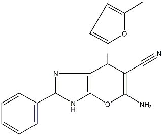 5-amino-7-(5-methyl-2-furyl)-2-phenyl-3,7-dihydropyrano[2,3-d]imidazole-6-carbonitrile 구조식 이미지