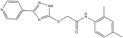 N-(2,4-dimethylphenyl)-2-{[3-(4-pyridinyl)-1H-1,2,4-triazol-5-yl]sulfanyl}acetamide 구조식 이미지