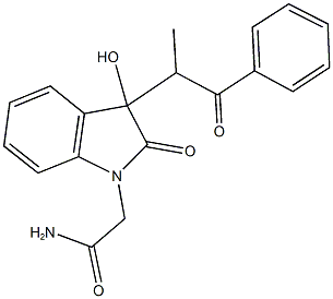 2-[3-hydroxy-3-(1-methyl-2-oxo-2-phenylethyl)-2-oxo-2,3-dihydro-1H-indol-1-yl]acetamide Structure