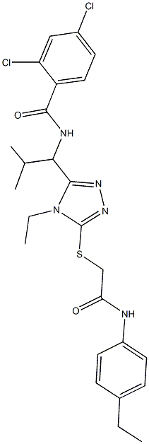 2,4-dichloro-N-[1-(4-ethyl-5-{[2-(4-ethylanilino)-2-oxoethyl]sulfanyl}-4H-1,2,4-triazol-3-yl)-2-methylpropyl]benzamide 구조식 이미지