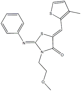 3-(2-methoxyethyl)-5-[(3-methyl-2-thienyl)methylene]-2-(phenylimino)-1,3-thiazolidin-4-one Structure