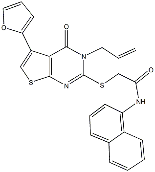 2-{[3-allyl-5-(2-furyl)-4-oxo-3,4-dihydrothieno[2,3-d]pyrimidin-2-yl]sulfanyl}-N-(1-naphthyl)acetamide Structure