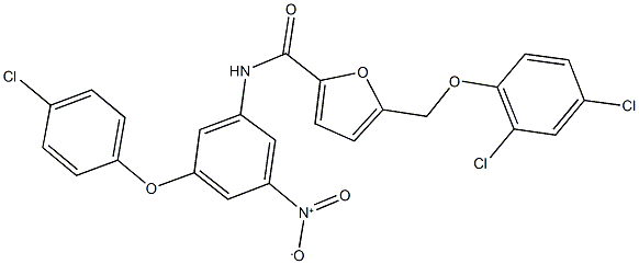 N-{3-(4-chlorophenoxy)-5-nitrophenyl}-5-[(2,4-dichlorophenoxy)methyl]-2-furamide 구조식 이미지