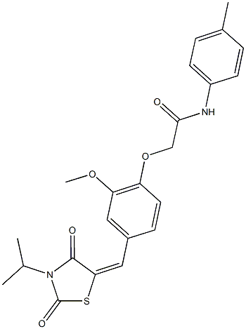 2-{4-[(3-isopropyl-2,4-dioxo-1,3-thiazolidin-5-ylidene)methyl]-2-methoxyphenoxy}-N-(4-methylphenyl)acetamide 구조식 이미지