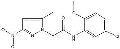 N-(5-chloro-2-methoxyphenyl)-2-{3-nitro-5-methyl-1H-pyrazol-1-yl}acetamide 구조식 이미지