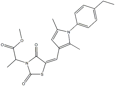 methyl 2-(5-{[1-(4-ethylphenyl)-2,5-dimethyl-1H-pyrrol-3-yl]methylene}-2,4-dioxo-1,3-thiazolidin-3-yl)propanoate 구조식 이미지