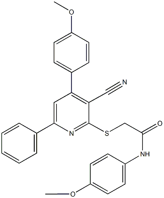 2-{[3-cyano-4-(4-methoxyphenyl)-6-phenyl-2-pyridinyl]sulfanyl}-N-(4-methoxyphenyl)acetamide Structure