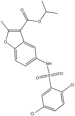 isopropyl 5-{[(2,5-dichlorophenyl)sulfonyl]amino}-2-methyl-1-benzofuran-3-carboxylate Structure