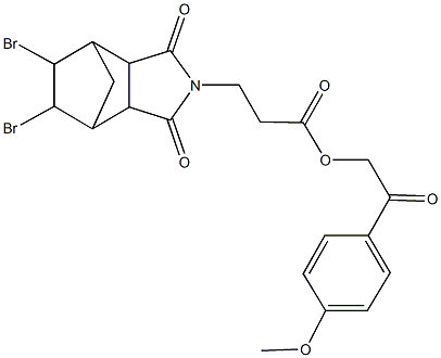 2-(4-methoxyphenyl)-2-oxoethyl 3-(8,9-dibromo-3,5-dioxo-4-azatricyclo[5.2.1.0~2,6~]dec-4-yl)propanoate Structure