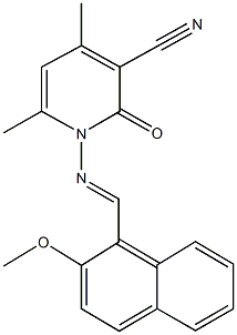 1-{[(2-methoxy-1-naphthyl)methylene]amino}-4,6-dimethyl-2-oxo-1,2-dihydropyridine-3-carbonitrile 구조식 이미지