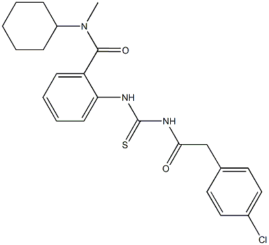 2-[({[(4-chlorophenyl)acetyl]amino}carbothioyl)amino]-N-cyclohexyl-N-methylbenzamide Structure