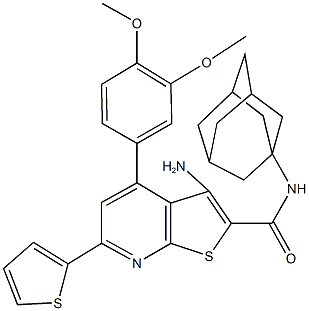 N-(1-adamantyl)-3-amino-4-(3,4-dimethoxyphenyl)-6-(2-thienyl)thieno[2,3-b]pyridine-2-carboxamide Structure