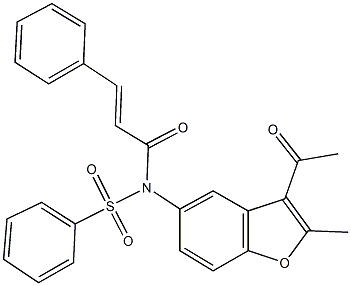 N-(3-acetyl-2-methyl-1-benzofuran-5-yl)-N-cinnamoylbenzenesulfonamide 구조식 이미지