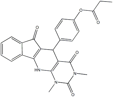 4-(1,3-dimethyl-2,4,6-trioxo-2,3,4,5,6,11-hexahydro-1H-indeno[2',1':5,6]pyrido[2,3-d]pyrimidin-5-yl)phenyl propionate 구조식 이미지