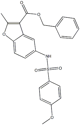 benzyl 5-{[(4-methoxyphenyl)sulfonyl]amino}-2-methyl-1-benzofuran-3-carboxylate 구조식 이미지