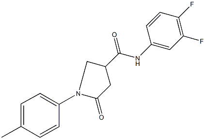 N-(3,4-difluorophenyl)-1-(4-methylphenyl)-5-oxo-3-pyrrolidinecarboxamide 구조식 이미지