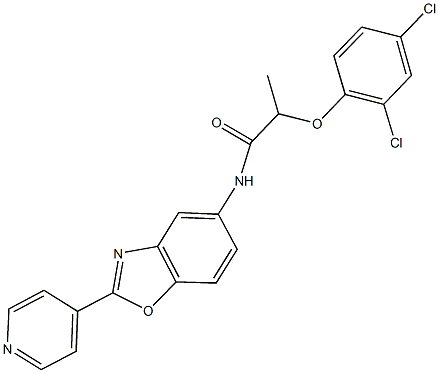 2-(2,4-dichlorophenoxy)-N-[2-(4-pyridinyl)-1,3-benzoxazol-5-yl]propanamide Structure