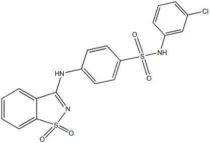 N-(3-chlorophenyl)-4-[(1,1-dioxido-1,2-benzisothiazol-3-yl)amino]benzenesulfonamide 구조식 이미지