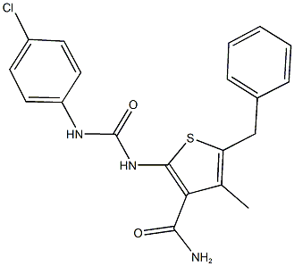 5-benzyl-2-{[(4-chloroanilino)carbonyl]amino}-4-methylthiophene-3-carboxamide Structure