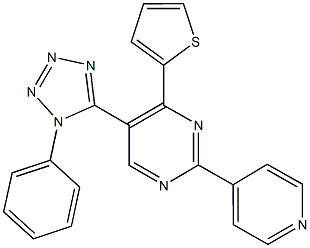 5-(1-phenyl-1H-tetraazol-5-yl)-2-(4-pyridinyl)-4-(2-thienyl)pyrimidine 구조식 이미지